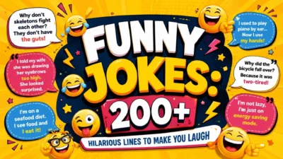Funny jokes 200+ hilarious lines with colorful emojis and comic speech bubbles