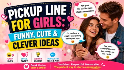 Pickup line for girls with funny, cute, and clever ideas for texts and dating apps